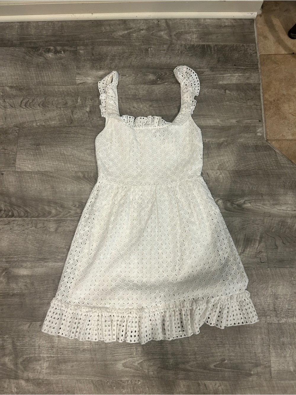 Lulu's White Eyelet Ruffle-Strap Sundress for Kids